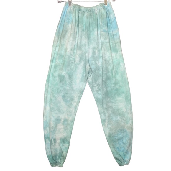 Lovers + Friends Women Bradley Jogger in Teal Green Tie Dye Small Elastic Waist - Picture 4 of 10